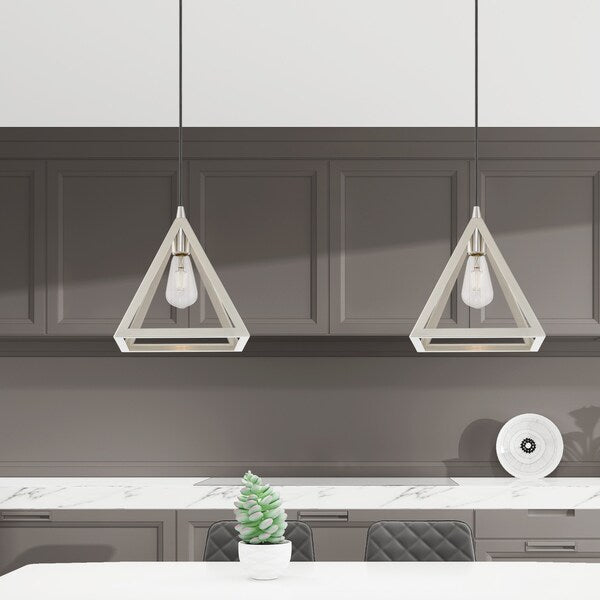 Geometric Shade Mini Pendants 1 Light Brushed Nickel Mini Pendant