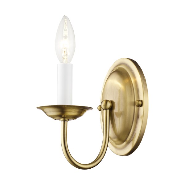 Home Basics 1 Light Antique Brass Wall Sconce
