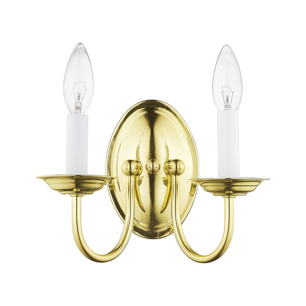 Home Basics 2 Light Polished Brass Wall Sconce