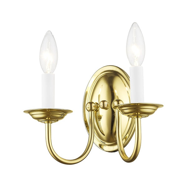 Home Basics 2 Light Polished Brass Wall Sconce