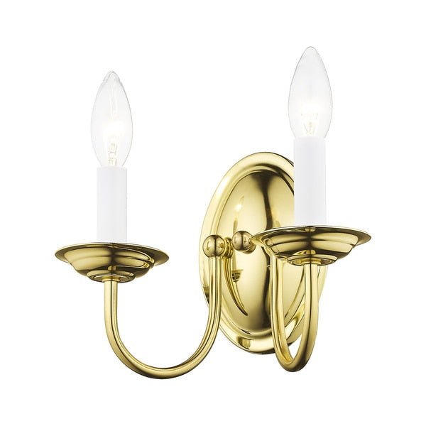 Home Basics 2 Light Polished Brass Wall Sconce