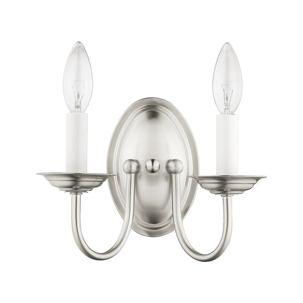 Home Basics 2 Light Brushed Nickel Wall Sconce