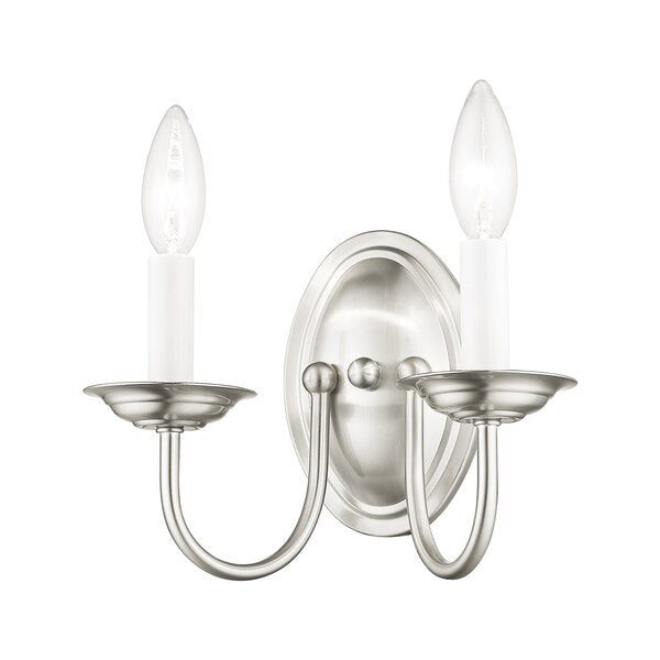 Home Basics 2 Light Brushed Nickel Wall Sconce