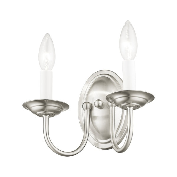Home Basics 2 Light Brushed Nickel Wall Sconce
