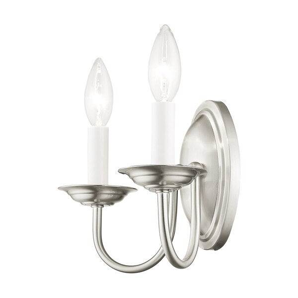 Home Basics 2 Light Brushed Nickel Wall Sconce
