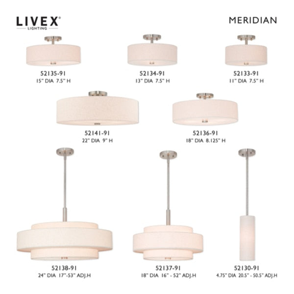 Meridian 4 Light Brushed Nickel Pendant Chandelier