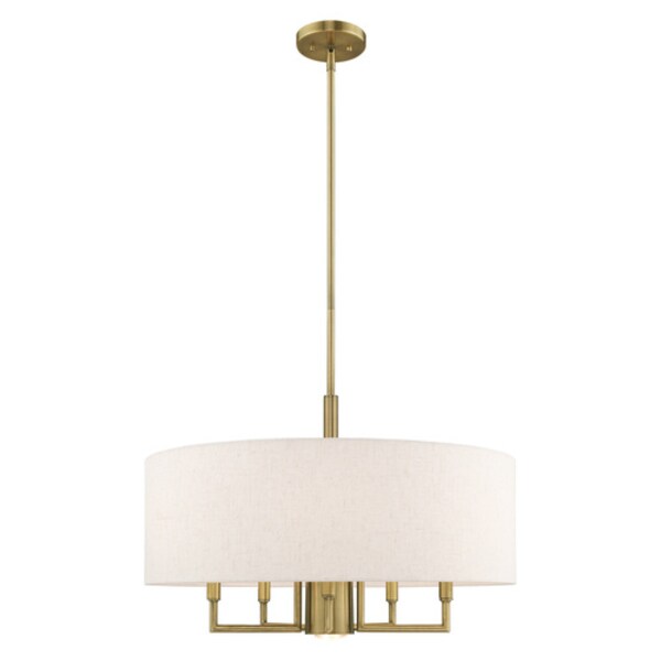 Meridian 6 Light Antique Brass Pendant Chandelier