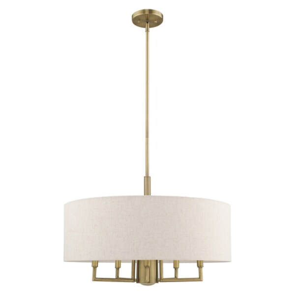 Meridian 6 Light Antique Brass Pendant Chandelier