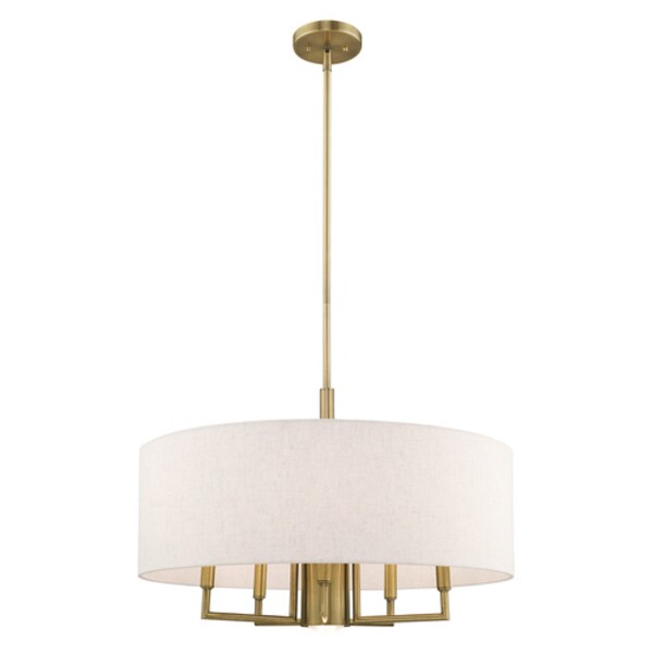 Meridian 6 Light Antique Brass Pendant Chandelier