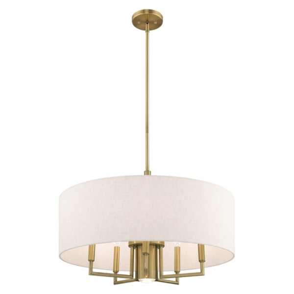 Meridian 6 Light Antique Brass Pendant Chandelier