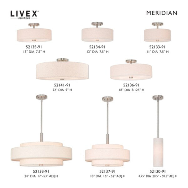 Meridian 6 Light Brushed Nickel Pendant