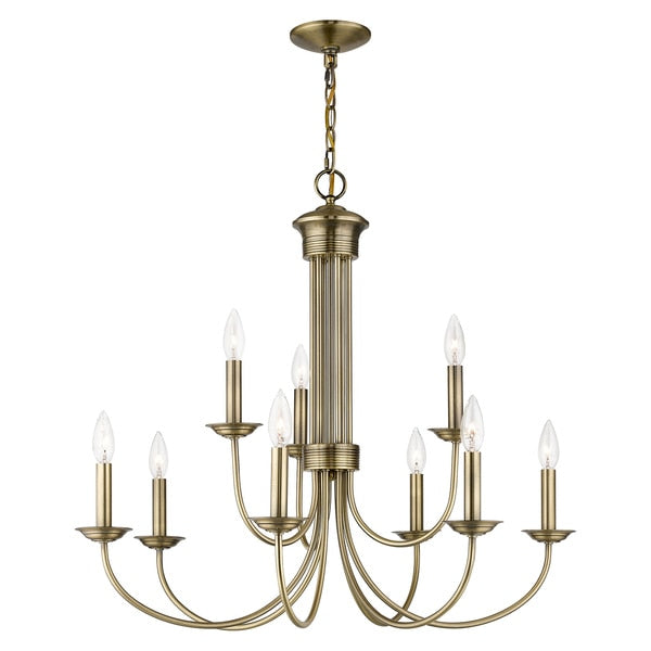 Estate 9 Light Antique Brass Chandelier