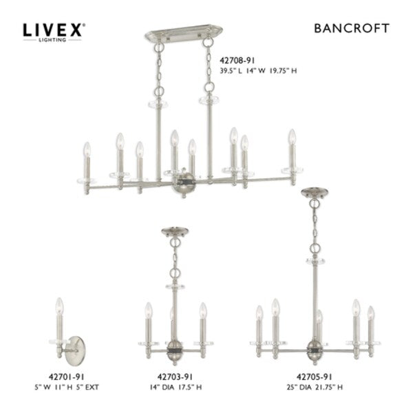 Bancroft 3 Light Brushed Nickel Mini Chandelier