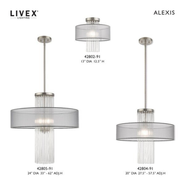Alexis 4 Light Brushed Nickel Pendant Chandelier