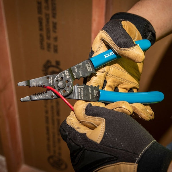 Long Nose Wire Stripper/Crimper/Cutter/Looper, Overall Length 8 1/4 in, Capacity 22 to 10 AWG, Blue