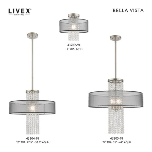 Bella Vista 1 Light Brushed Nickel Ceiling Mount