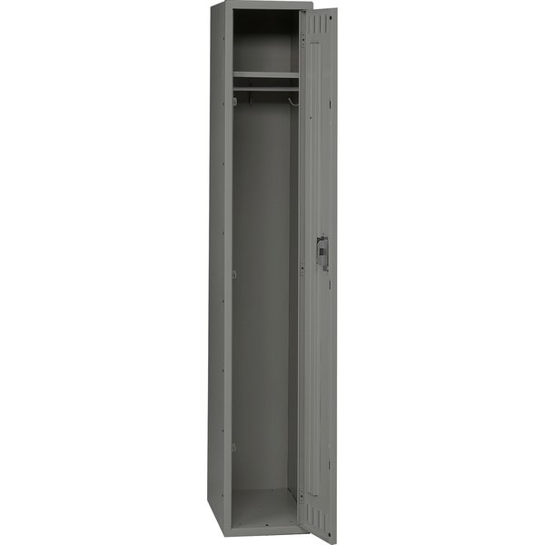 Wardrobe Locker, 12 in W, 18 in D, 72 in H, (1) Tier, (1) Wide, Medium Gray