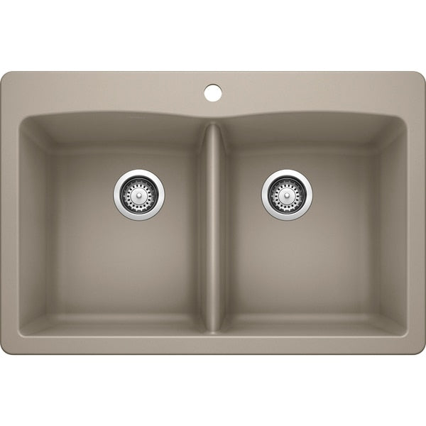 Diamond Silgranit 50/50 Double Bowl Dual Mount Kitchen Sink - Truffle