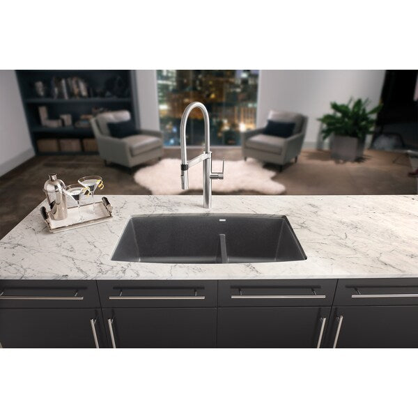 Performa Silgranit 60/40 Double Bowl Undermount Kitchen Sink with Low Divide - Anthracite