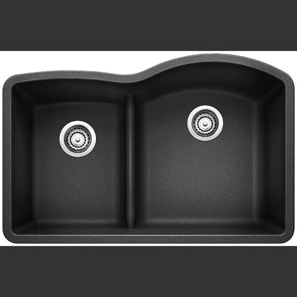 Diamond Silgranit 40/60 Double Bowl Undermount Kitchen Sink with Low Divide - Anthracite