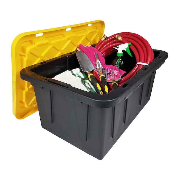 Storage Tote, Black/Yellow, Polypropylene, 26 in L, 17 3/4 in W, 12 1/4 in H
