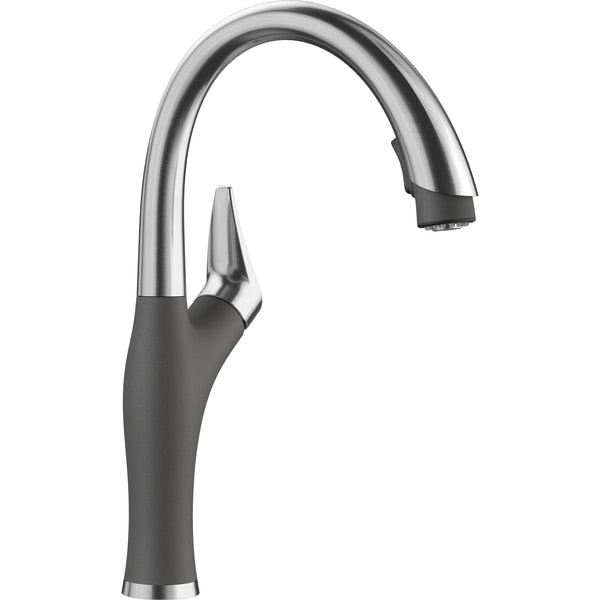 Artona Pull Down Dual Spray Kitchen Faucet 1.5 GPM - PVD Steel/Cinder