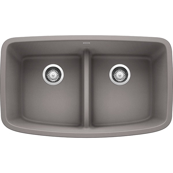 Valea Silgranit Equal Double Kitchen Sink with Low Divide - Metallic Gray