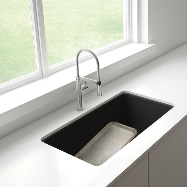 Precis Silgranit Reversible 60/40 Double Bowl Undermount Kitchen Sink with Low Divide - Anthracite