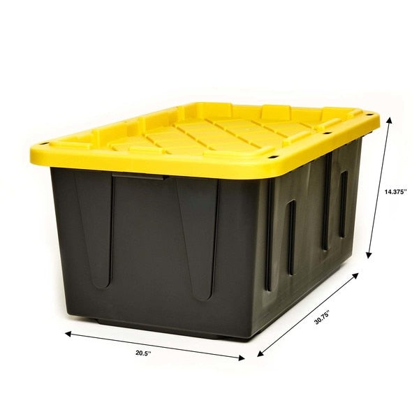 Storage Tote, Black/Yellow, Polypropylene, 30 3/4 in L, 20 1/2 in W, 14 3/8 in H