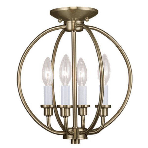 Milania 4 Light Antique Brass Convertible Chandelier/Ceiling Mount