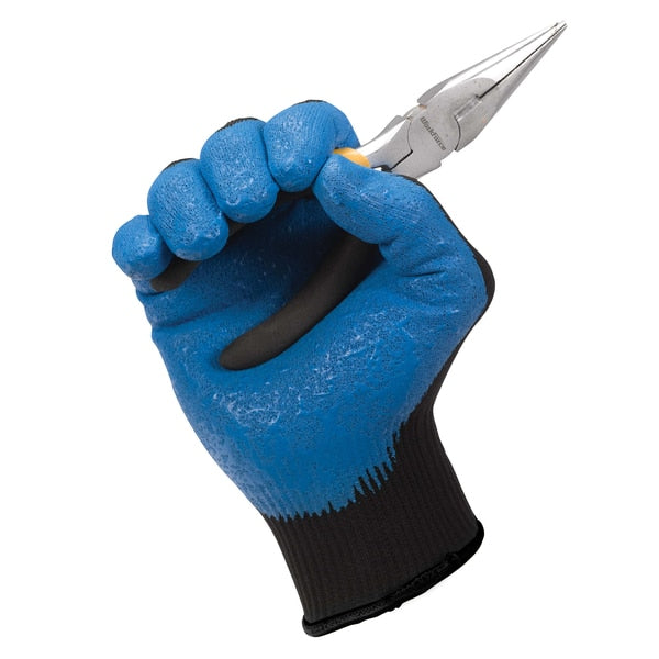 Foam Nitrile Coated Gloves, Palm Coverage, Black/Blue, XS, PR