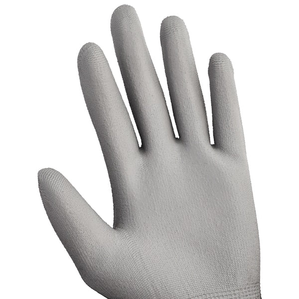 Polyurethane Coated Gloves, Palm Coverage, Black/Gray, XS, PR
