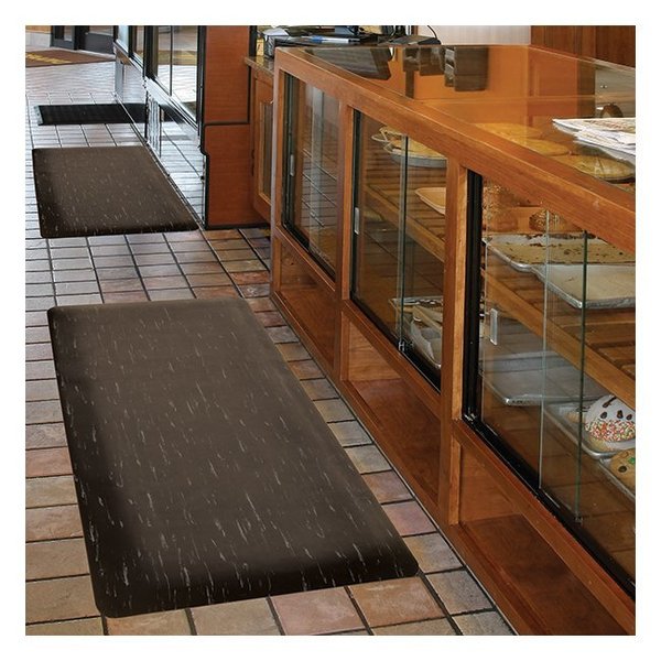 Antifatigue Mat, Black/White, 3 ft L x 2 ft W, Vinyl Surface With Dense Closed PVC Foam Base