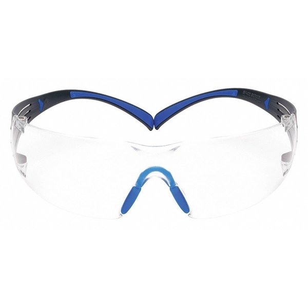 Safety Glasses, SecureFit Series, Scotchgard Anti-Fog, Blue/Gray Temples, Clear Lens