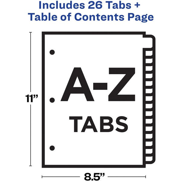 AveryÂ® Ready IndexÂ® Table of Contents Dividers 11125, 26-Tab Set, A-Z
