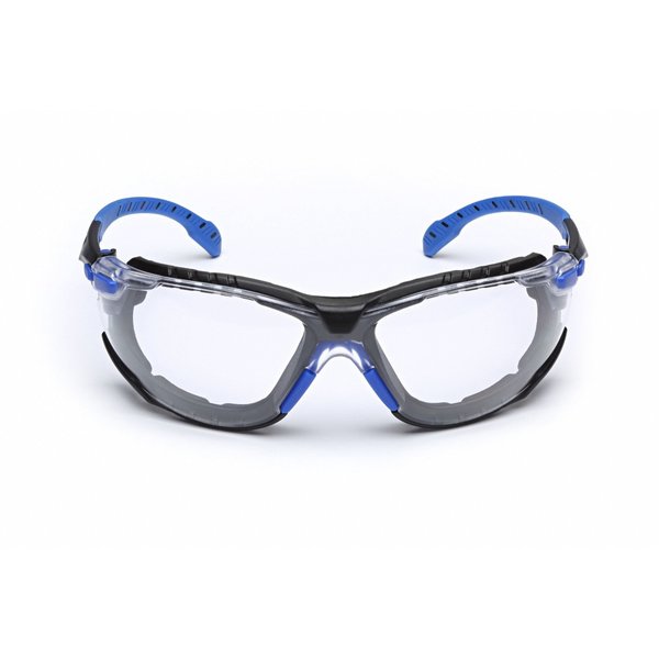 Safety Glasses Kit, 2 Pairs, Elastic Strap, Foam Gasket, Solus 1000, Anti-Fog, Black/Blue, Clear
