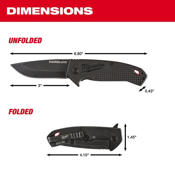 3â HARDLINE Smooth Blade Pocket Knife