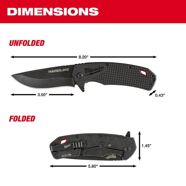 3.5â HARDLINE Smooth Blade Pocket Knife
