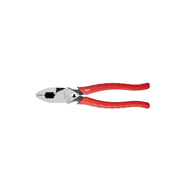 9 in Linemans Plier High Leverage w/ Fish Tape Puller, Wire Crimper, Steel