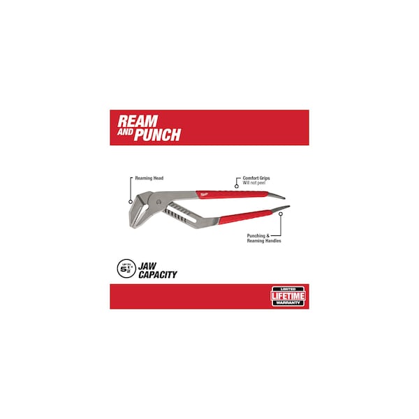 20 in Straight Jaw Tongue and Groove Plier, Serrated