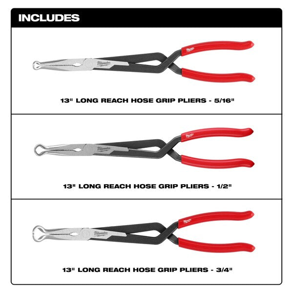 3 pc. Long Reach Hose Grip Pliers Set