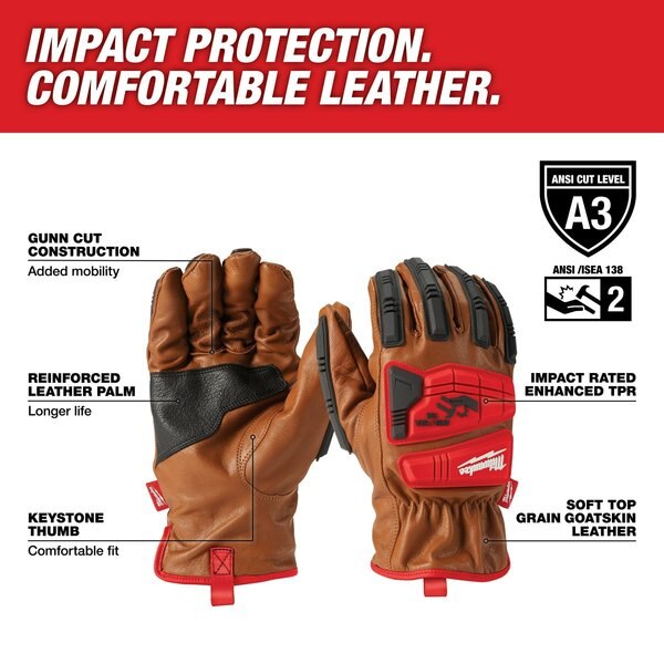 Impact Cut Level 3 Goatskin Leather Gloves - 2X-Large