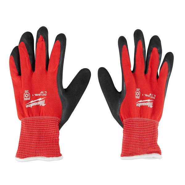 Level 1 Cut Resistant Latex Dipped Insulated Winter Gloves - Medium (12 pair)