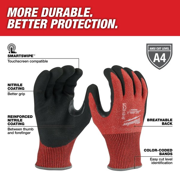 Level 4 Cut Resistant Nitrile Dipped Gloves - 2X-Large (12 pair)