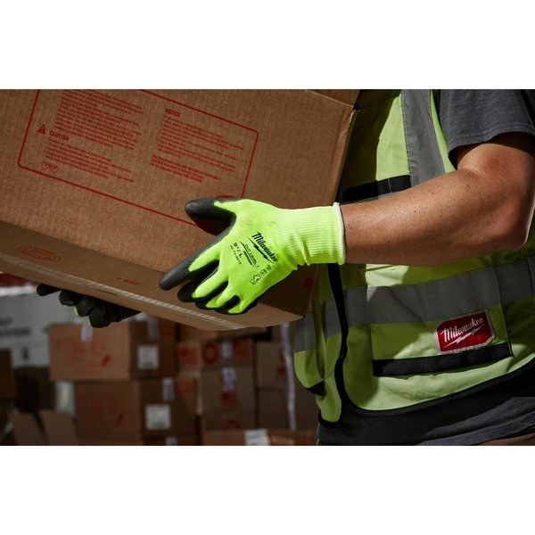 Level 1 Cut Resistant High Visibility Polyurethane Dipped Gloves - X-Large