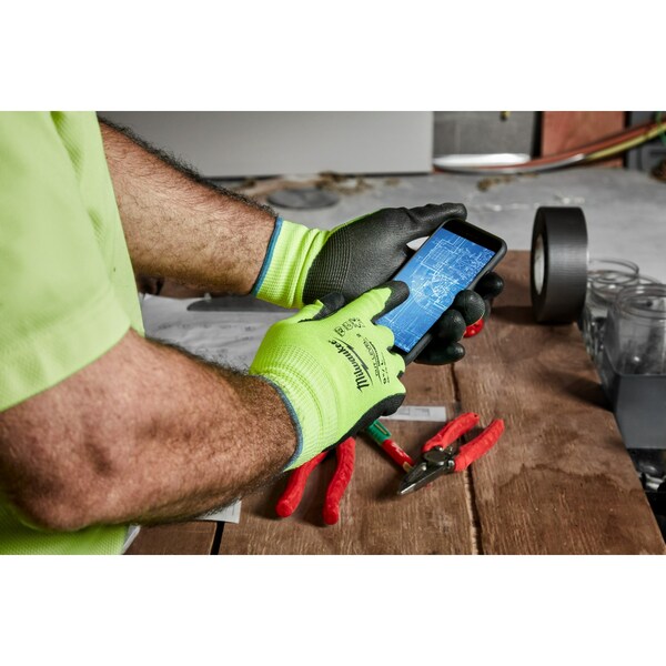 12 Pair High Visibility Cut Level 2 Polyurethane Dipped Gloves  - S