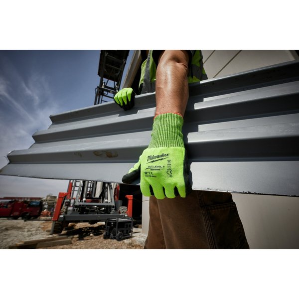 Level 5 Cut Resistant High Visibility Polyurethane Dipped Gloves - Medium