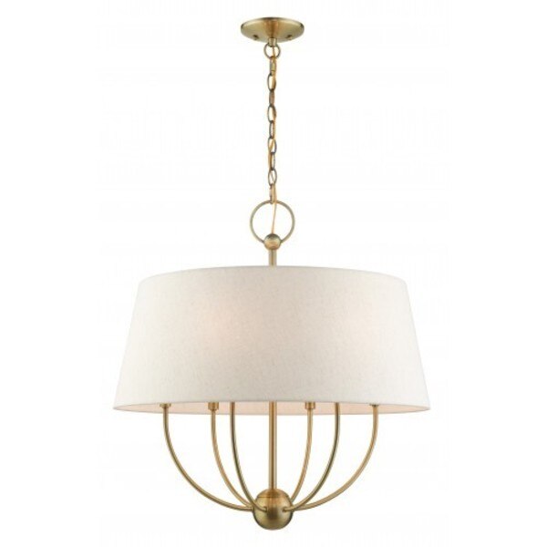 Antique Brass Pendant Chandelier, 6 Light