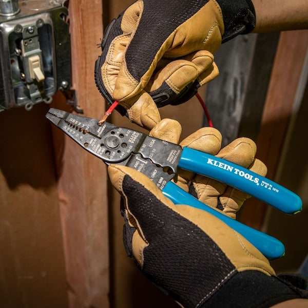 Long Nose Wire Stripper/Crimper/Cutter/Looper, Overall Length 8 1/4 in, Capacity 22 to 10 AWG, Blue