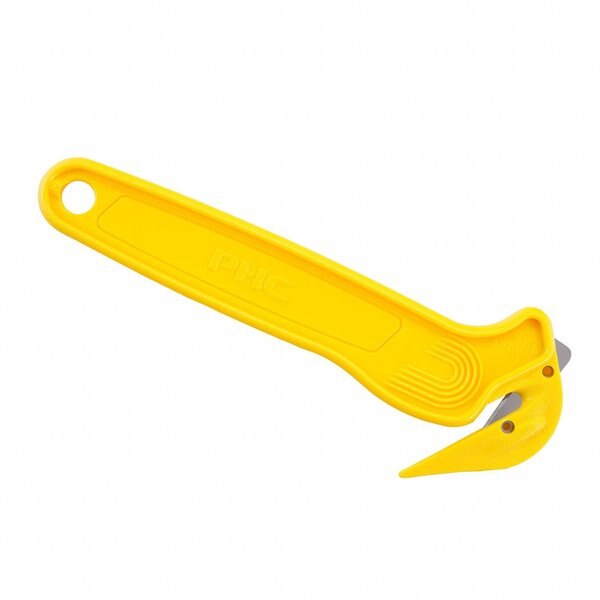 Hook-Style Film Cutter, 6 1/2 in L, Straight Fixed Steel Blade, Ergonomic Plastic Handle, Yellow